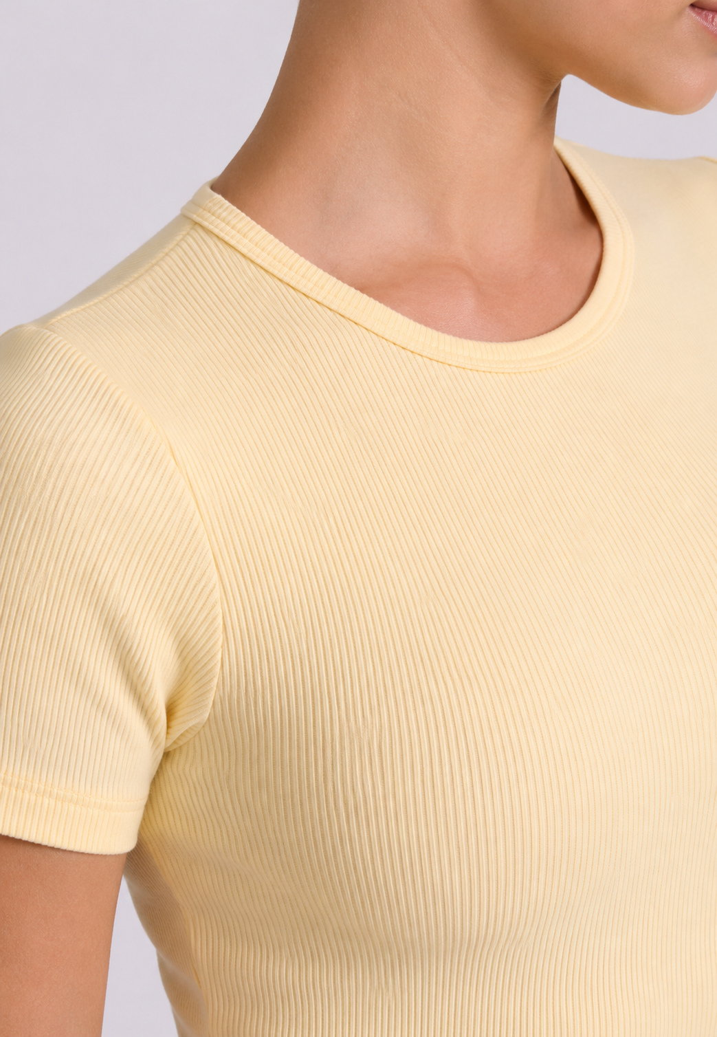 Body Manga Corta Color Amarillo y Sesgo Rosado