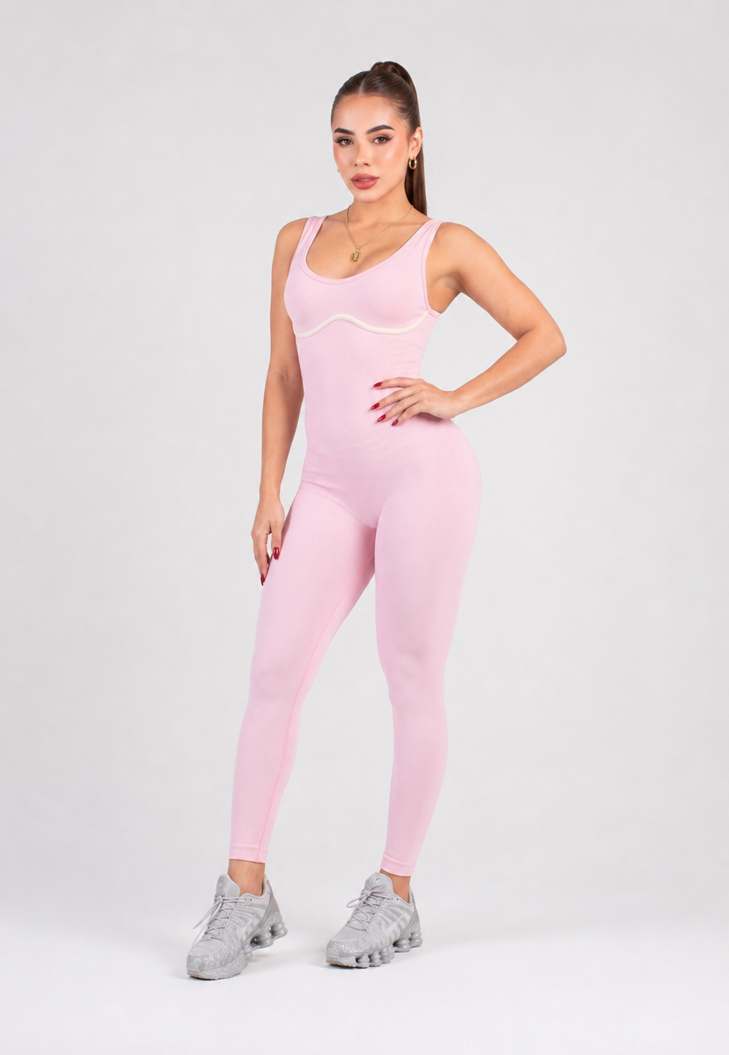 Enterizo Sesgo Aéreo Color Rosado
