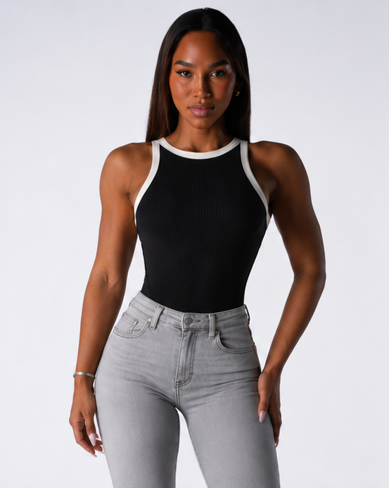 Body Lite Color Negro y Sesgo Blanco